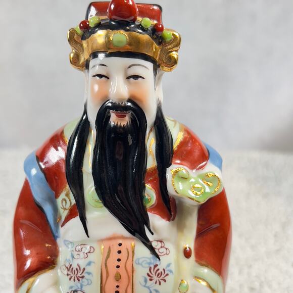 Chinese Famille Rose Porcelain Fu Lu Shou Figurine God of Prosperity Vintage 7" - Picture 2 of 16